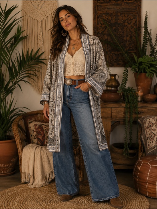 Max Studio Tops - Max Studio Blue Paisley Kimono